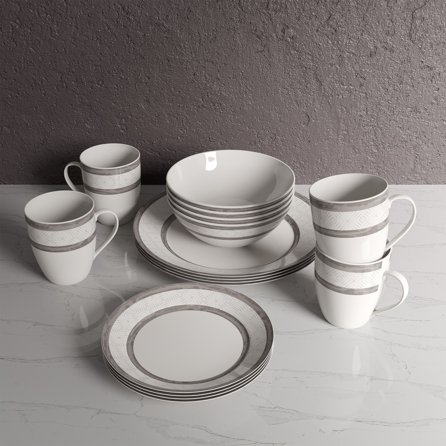 Safdie & Co. Luxury Premium Porcelain Dinnerset 16 Piece Set Newport