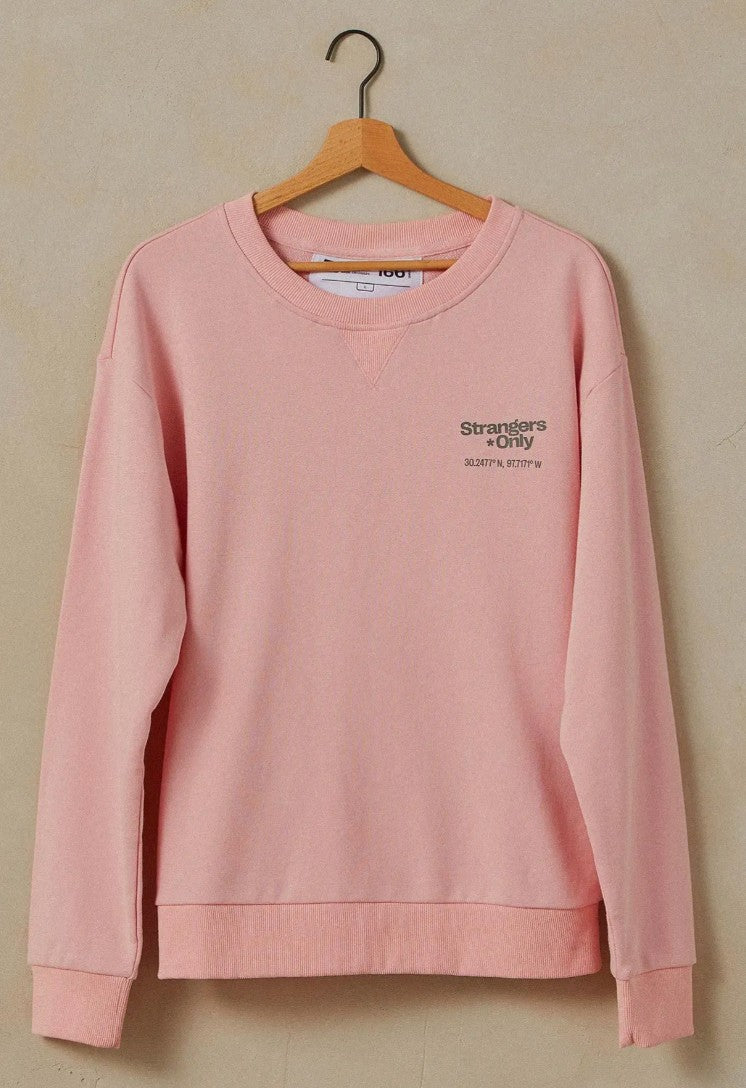 title:Strangers Only Women's Blush Blush Pink Sup Club Crewneck;color:Blush Blush Pink