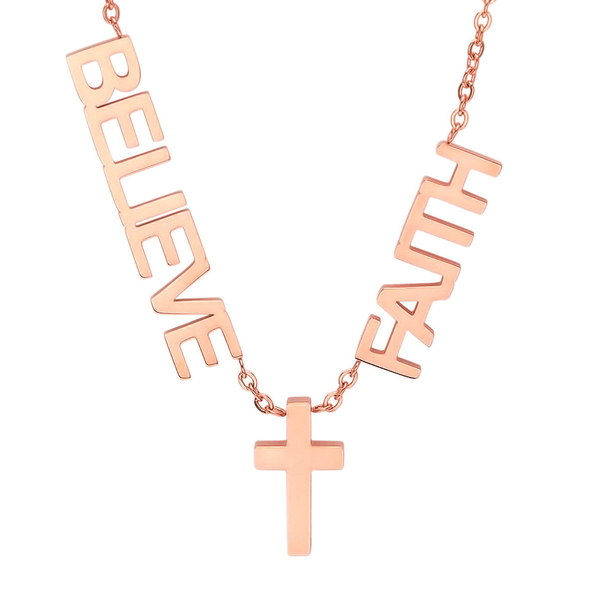 Faith, Believe & Cross Necklace