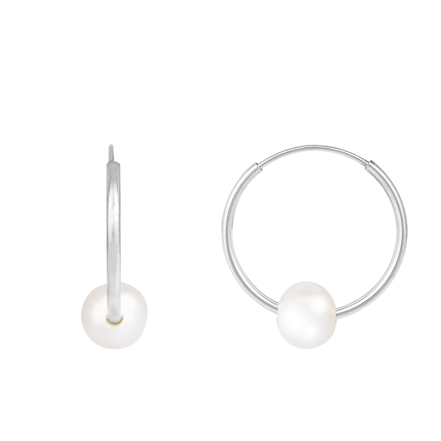 title:Splendid Pearls 14mm Hoop Earrings In Gold;color:White