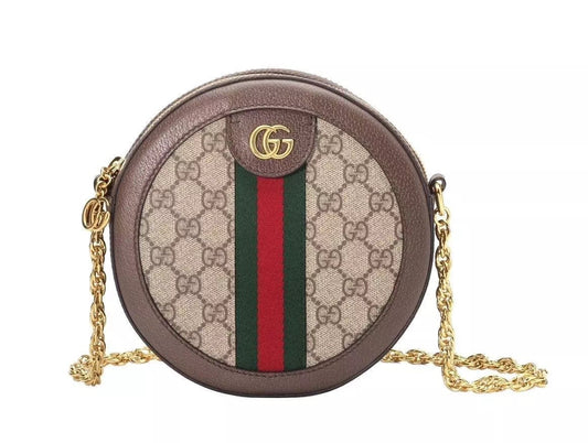 Gucci Ophidia Mini GG Round Supreme Canvas  Crossbody Bag