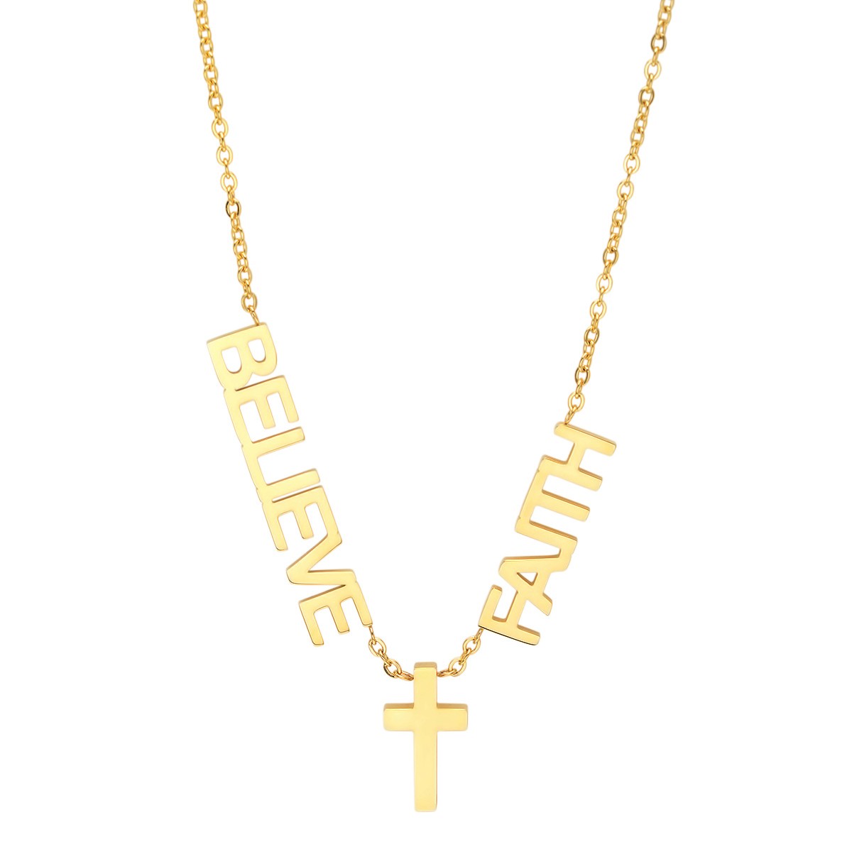 Faith, Believe & Cross Necklace