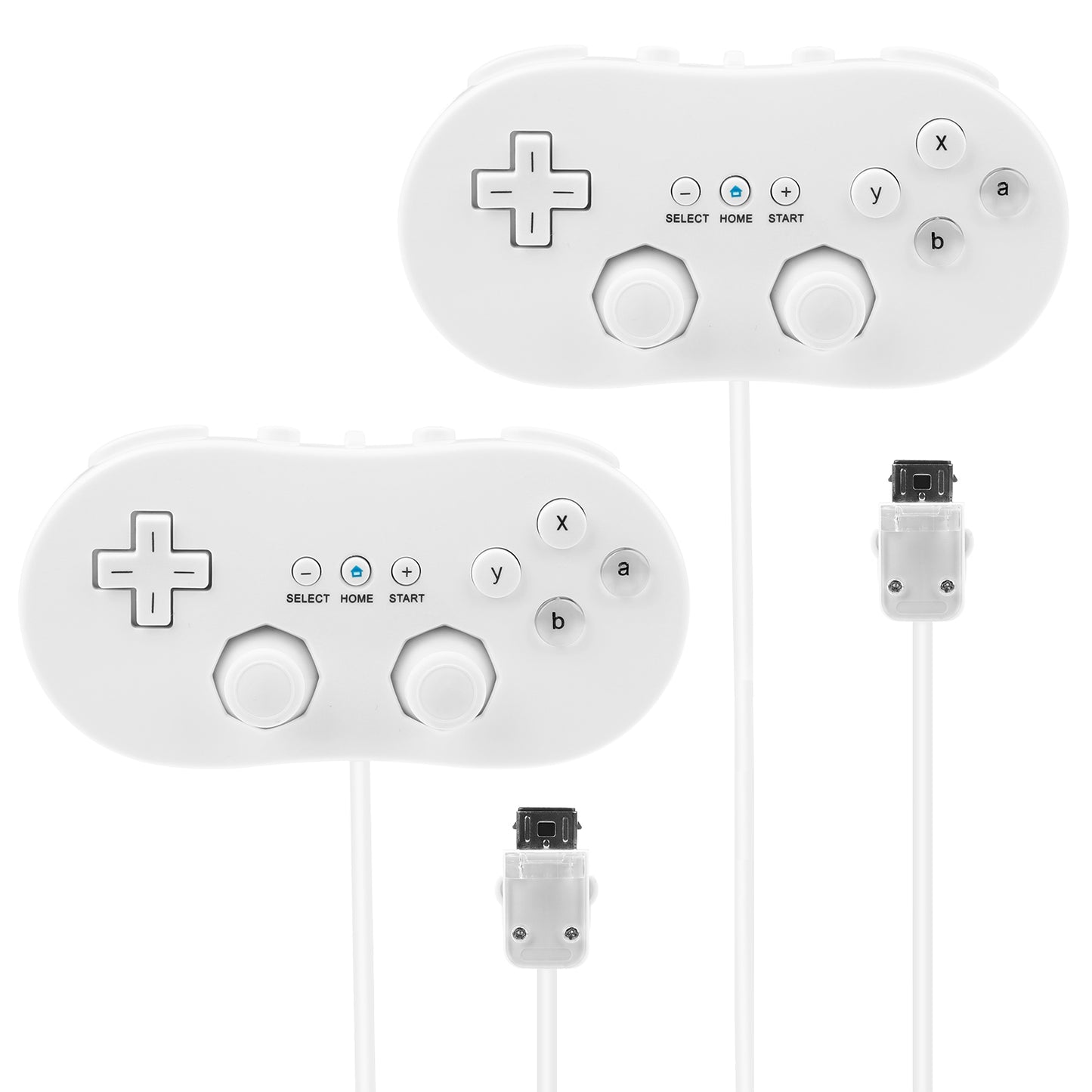 title:2PCS Classic Game Controller Pad Wired Gamepad Joypad Joystick for Nintendo Wii Remote- Electronics;color:White