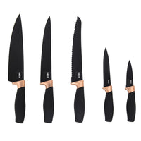 title:Safdie & Co. Premium Gourmet Kitchen 6PC Matt Black Knife Set With Acrylic Stand;color:Black