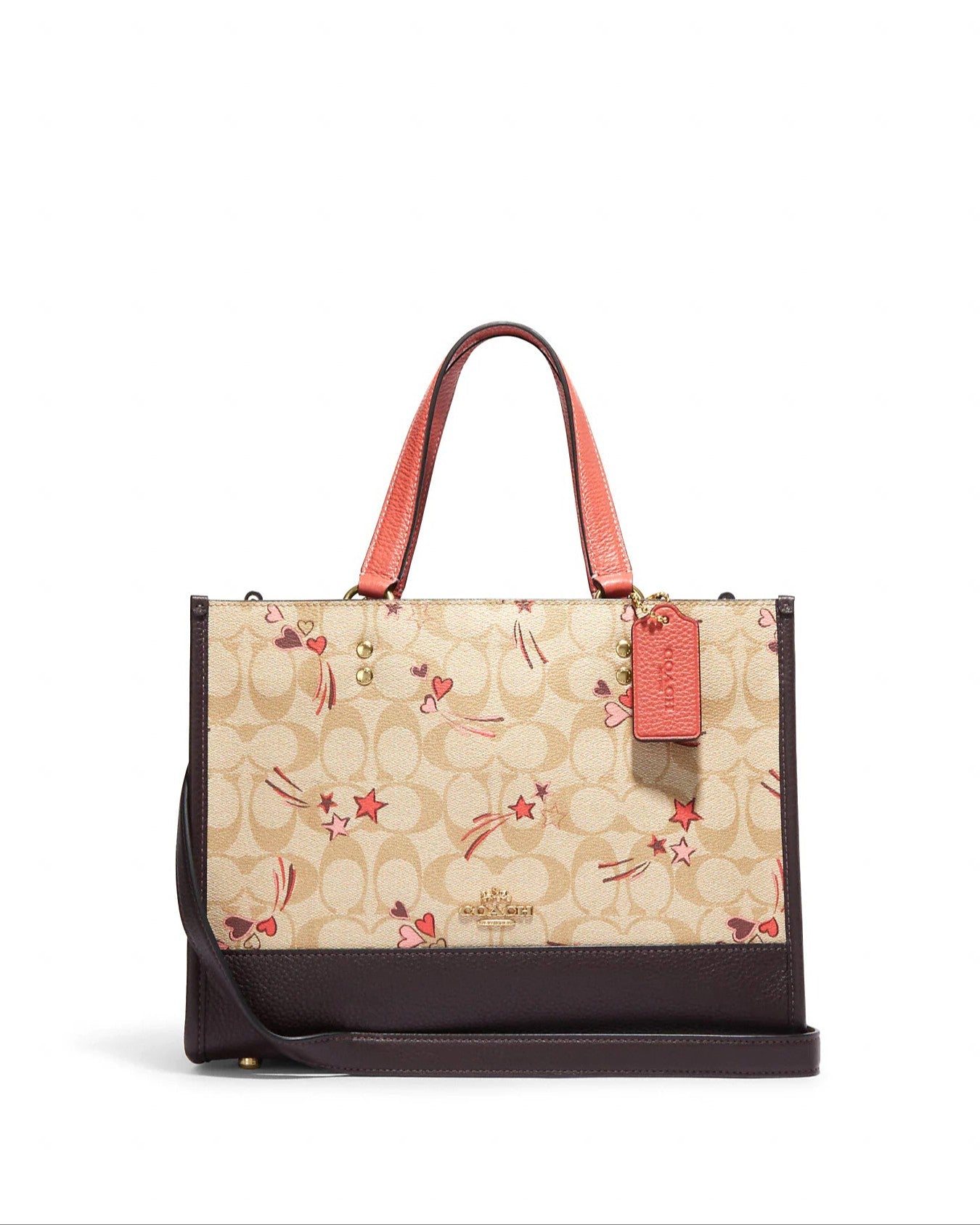 title:Coach Dempsey Carryall In Signature Canvas With Heart And Star Print;color:Light Khaki Multi