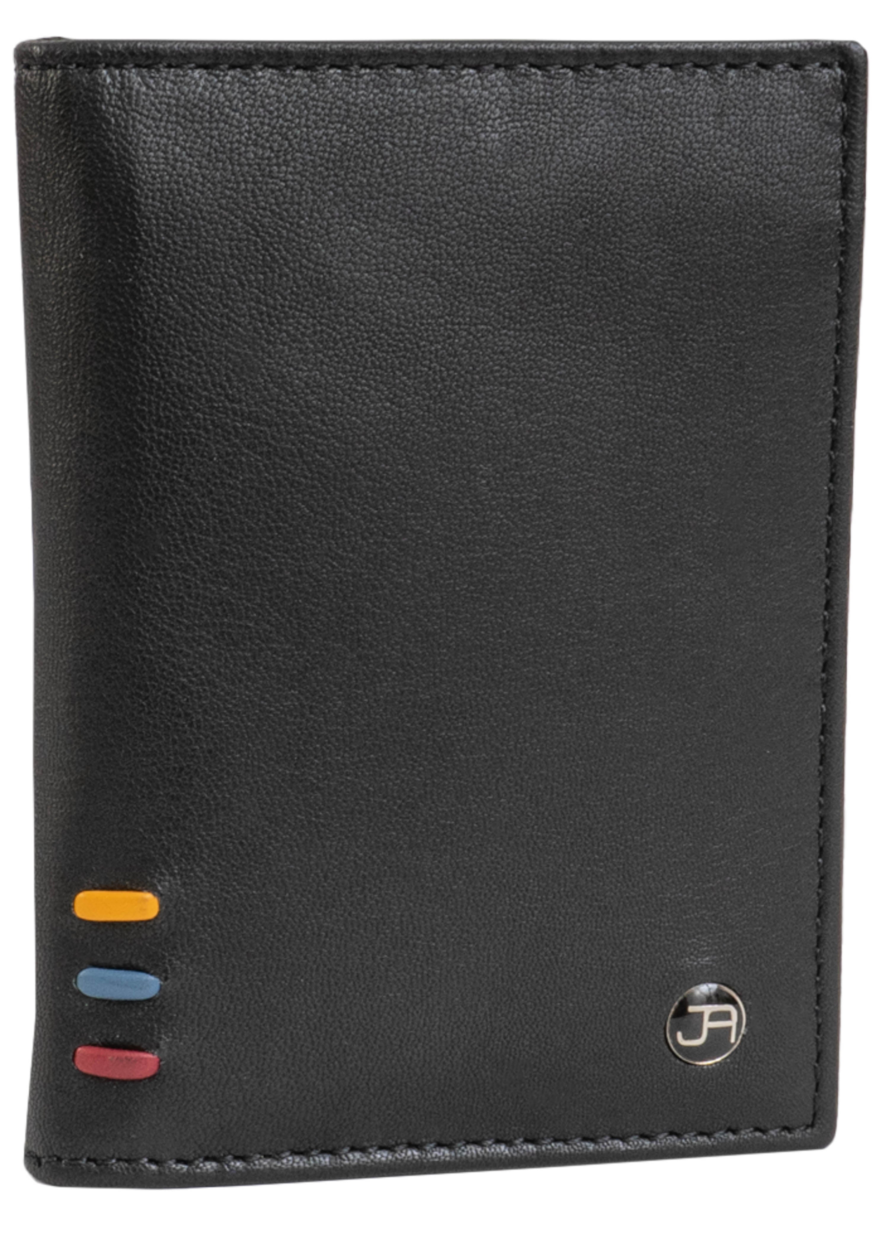 title:Jack Abrahams Bi-Fold RFID Wallet With Flip ID Window Pocket;color:Black Multi