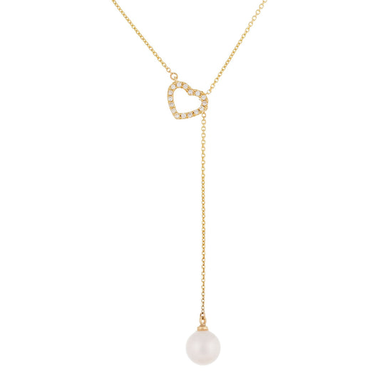 title:Splendid Pearls 14K Yellow Gold Pearl Pendant HE-228YG;color:White