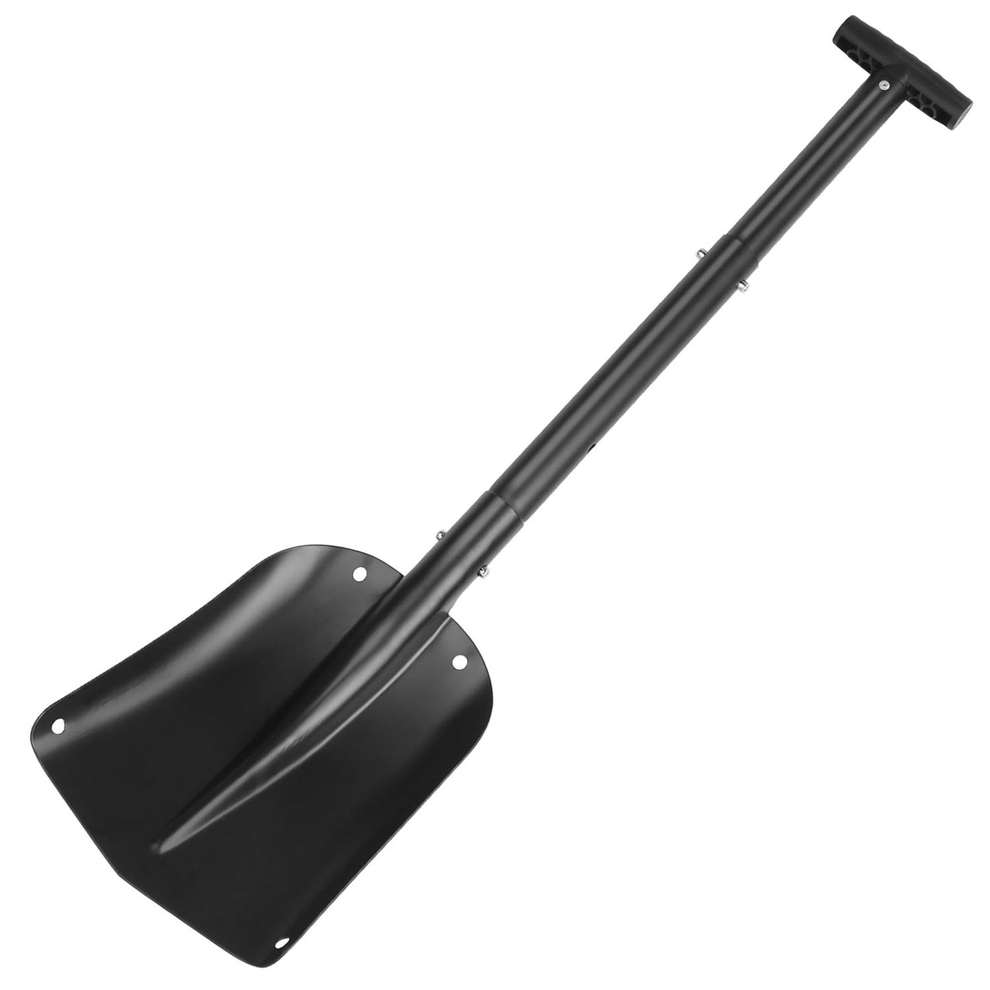 title:Aluminum Snow Shovel Portable Lightweight Camping Garden Beach Shovel with 3 Section Collapsible Adjustable Length Anti-Skid Handle;color:Black