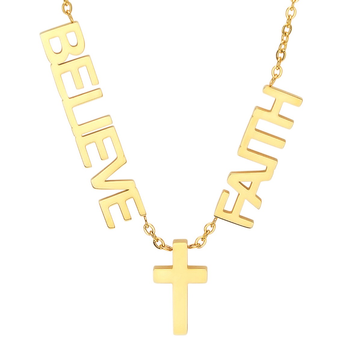 Faith, Believe & Cross Necklace