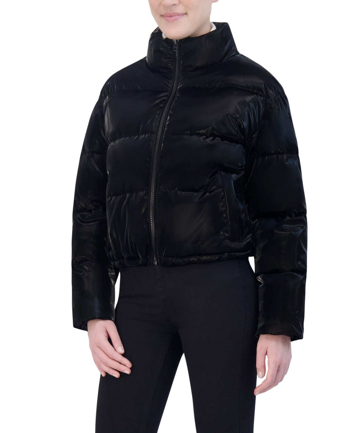 Hudson Jeans Women's Liquid Cire Oversized Short Puffer Jacket