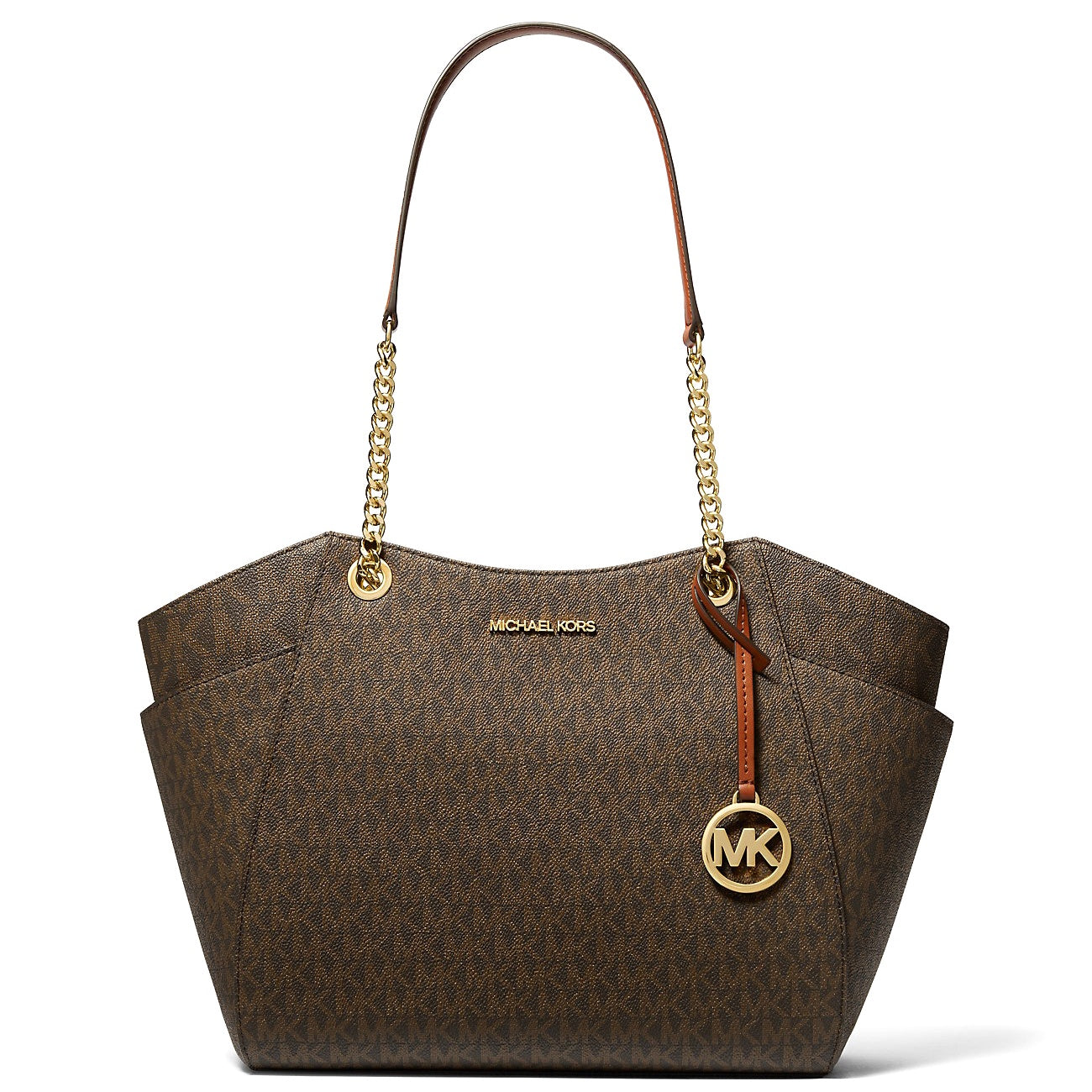 title:Michael Kors Women's Jet Set Large Signature Logo Shoulder Bag;color:Brown