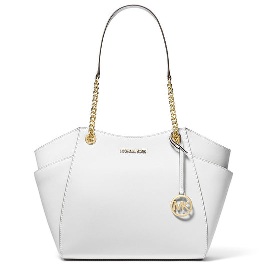 title:Michael Kors Women's Jet Set Large Saffiano Leather Shoulder Bag;color:Optic White