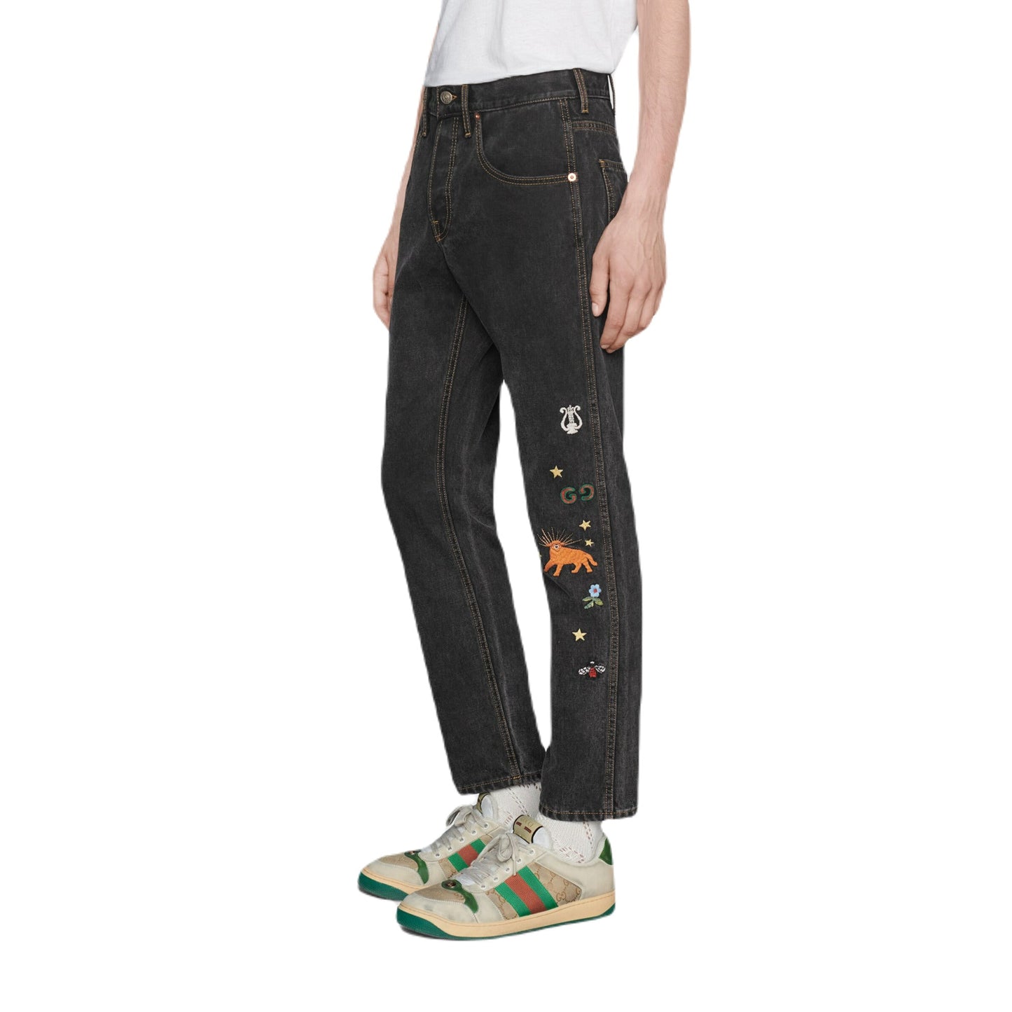 Gucci Tapered Embroidered Jeans