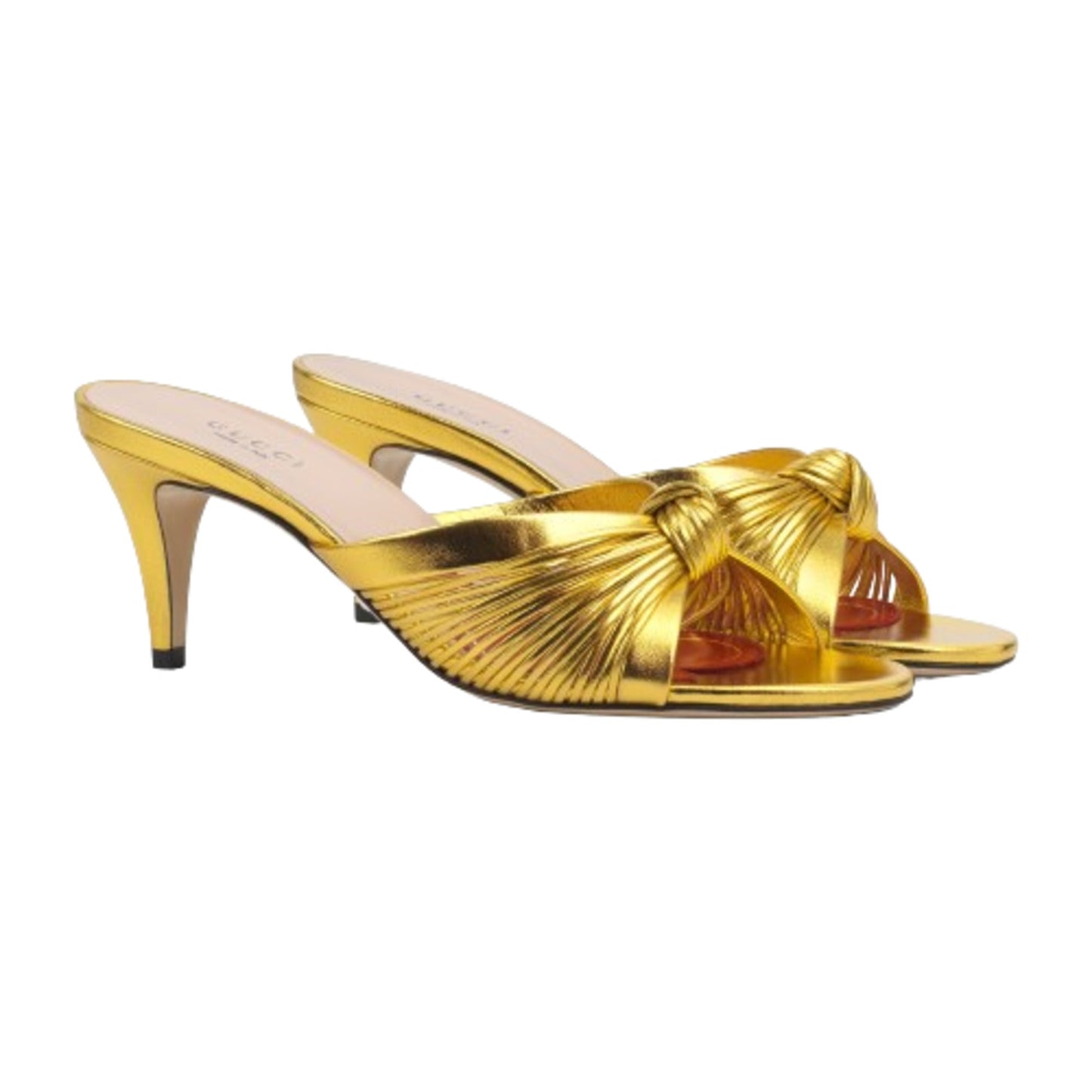 Gucci Metallic Leather Mid-Heel Sandals