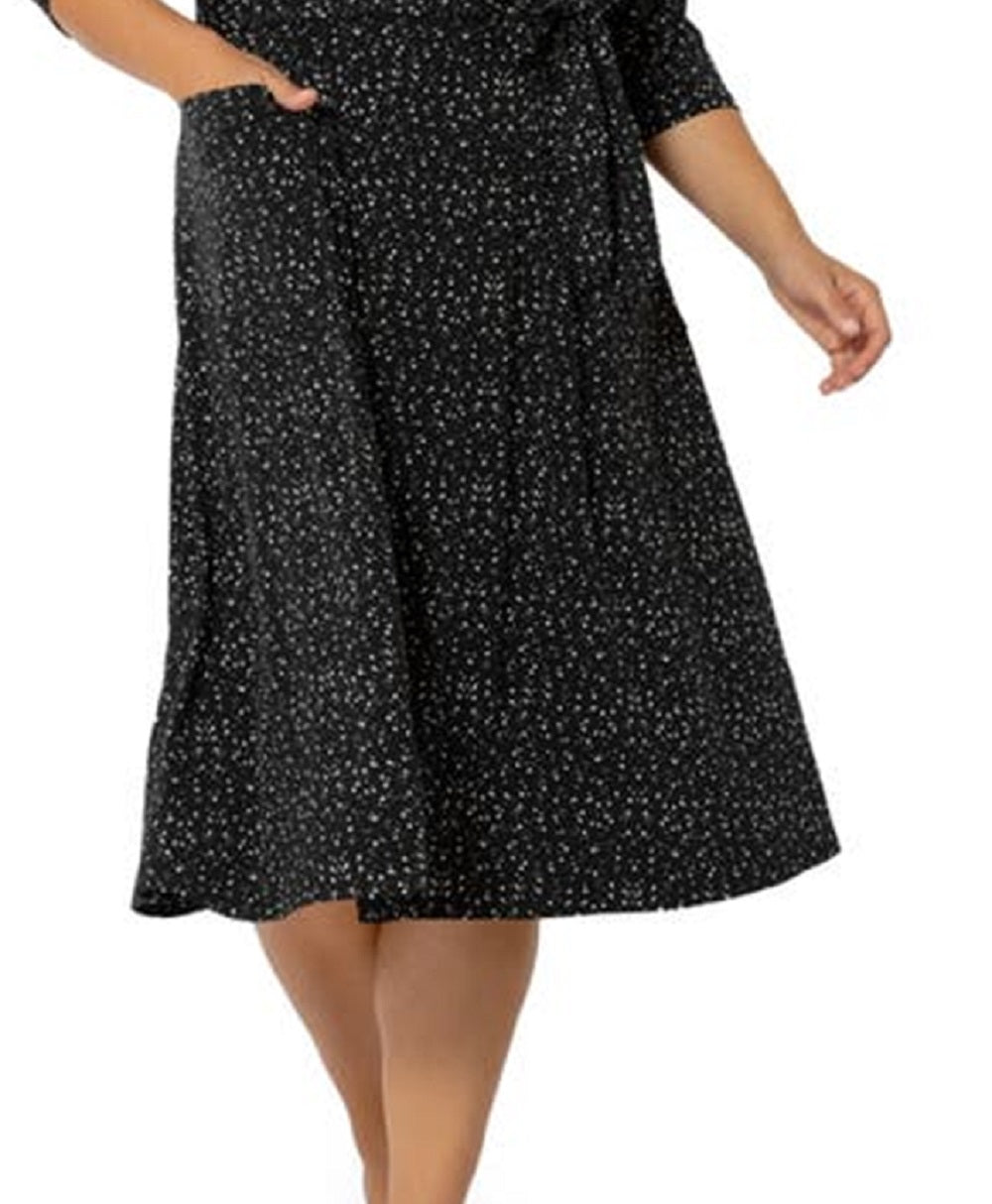 Leota Women's Eliza Belted Dress Black Size 1X