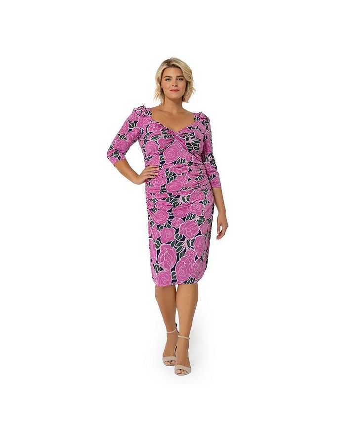 Leota Women's Marielle Floral Print Dress Purple Size 3X