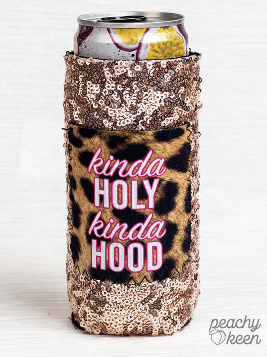 Kinda Holy Kinda Hood Sequin Slim Can Cooler - Ruumur