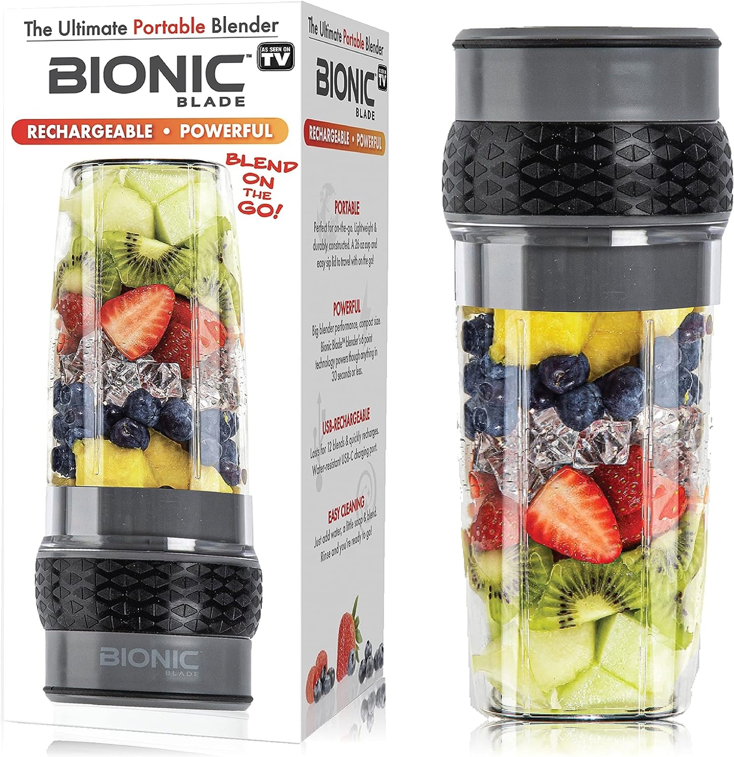 Bionic Blade Portable Blender - 18,000 RPM, USB Rechargeable Battery, Multiple Colors