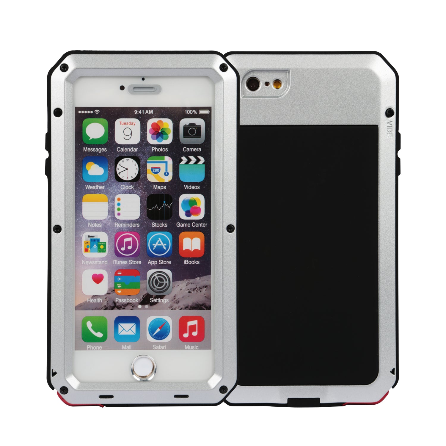 title:Rugged Shock-Resistant Hybrid Full Cover Case For iPhone 6 Plus;color:Silver