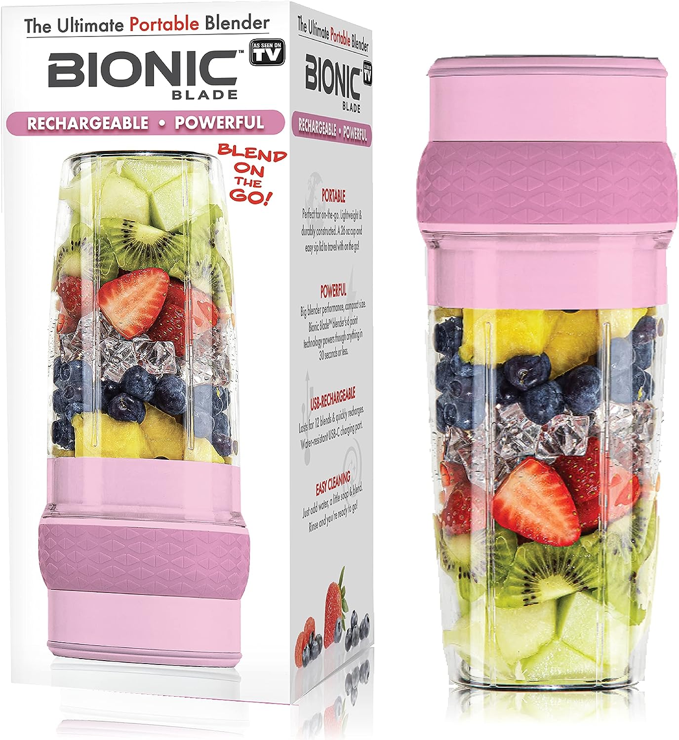 Bionic Blade Portable Blender - 18,000 RPM, USB Rechargeable Battery, Multiple Colors