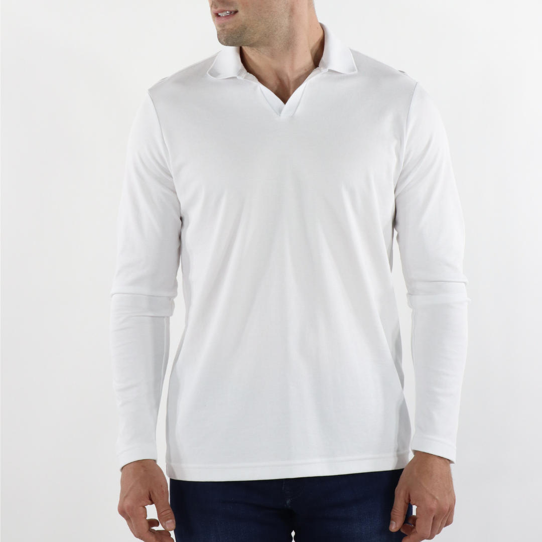 Max Colton White Long Sleeve Collar Shirt