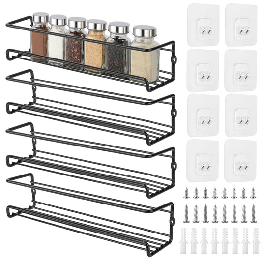 title:4Pcs Wall Mount Spice Racks Seasoning Herb Jar Holder Organizer Kitchen Pantry Door Storage Shelf;color:not applicable