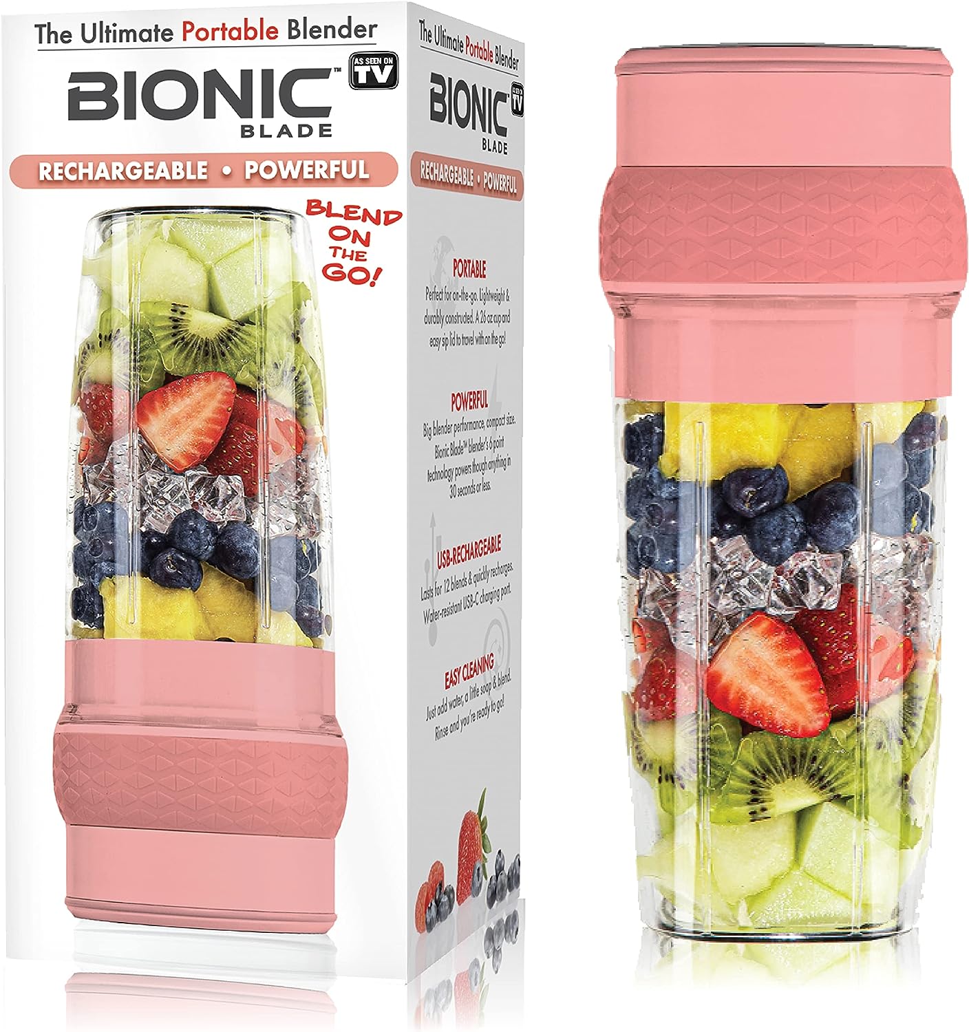 Bionic Blade Portable Blender - 18,000 RPM, USB Rechargeable Battery, Multiple Colors