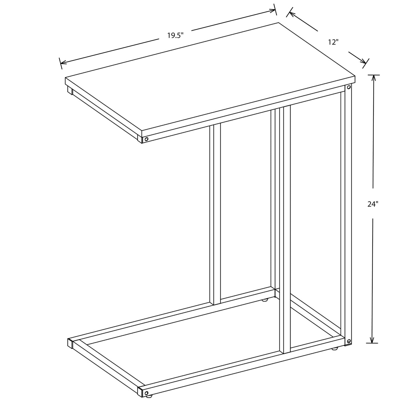 Safdie & Co. End Side Table 19" C-Shaped White Gold Metal