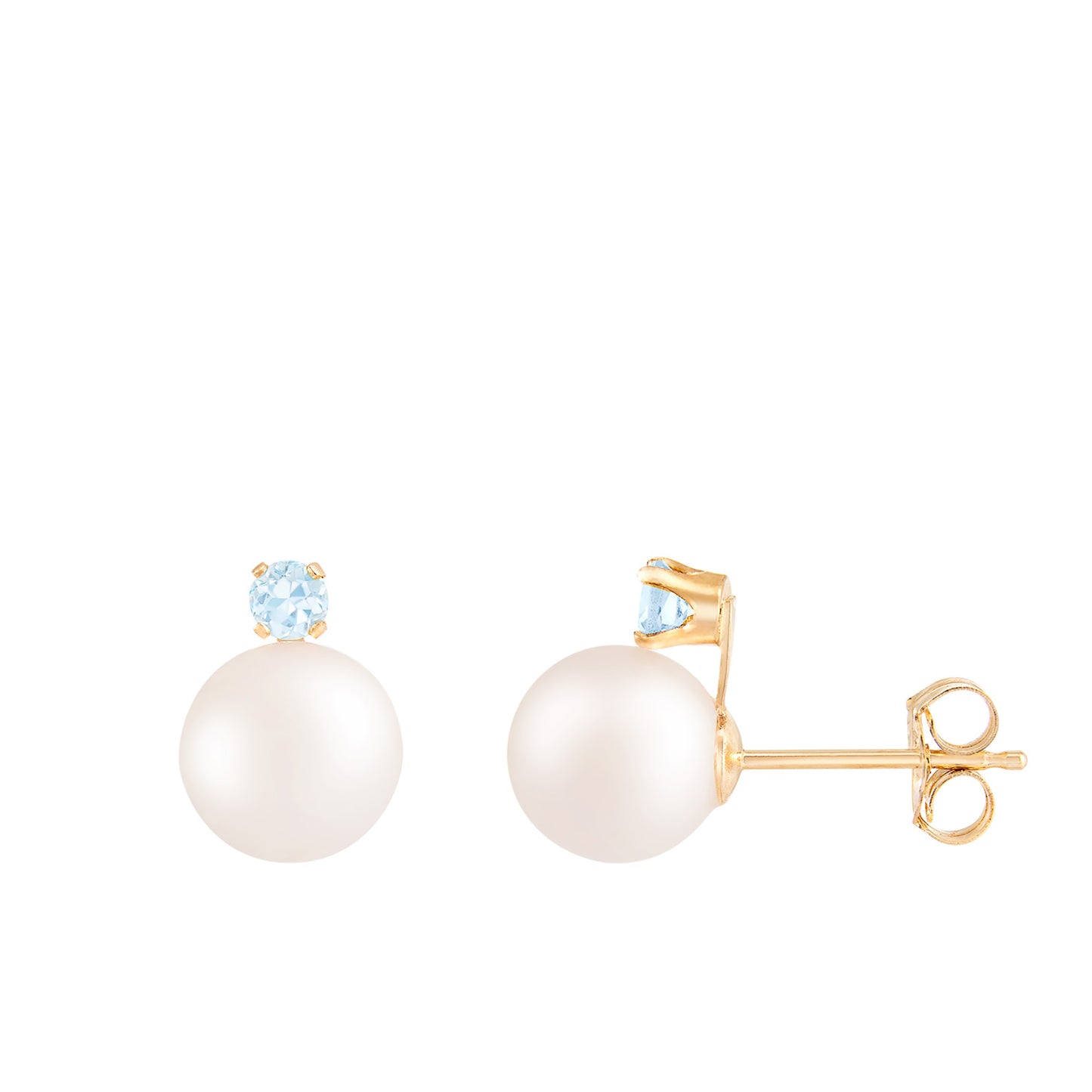 title:Splendid Pearls 14K Yellow Gold Aqua Earrings;color:White