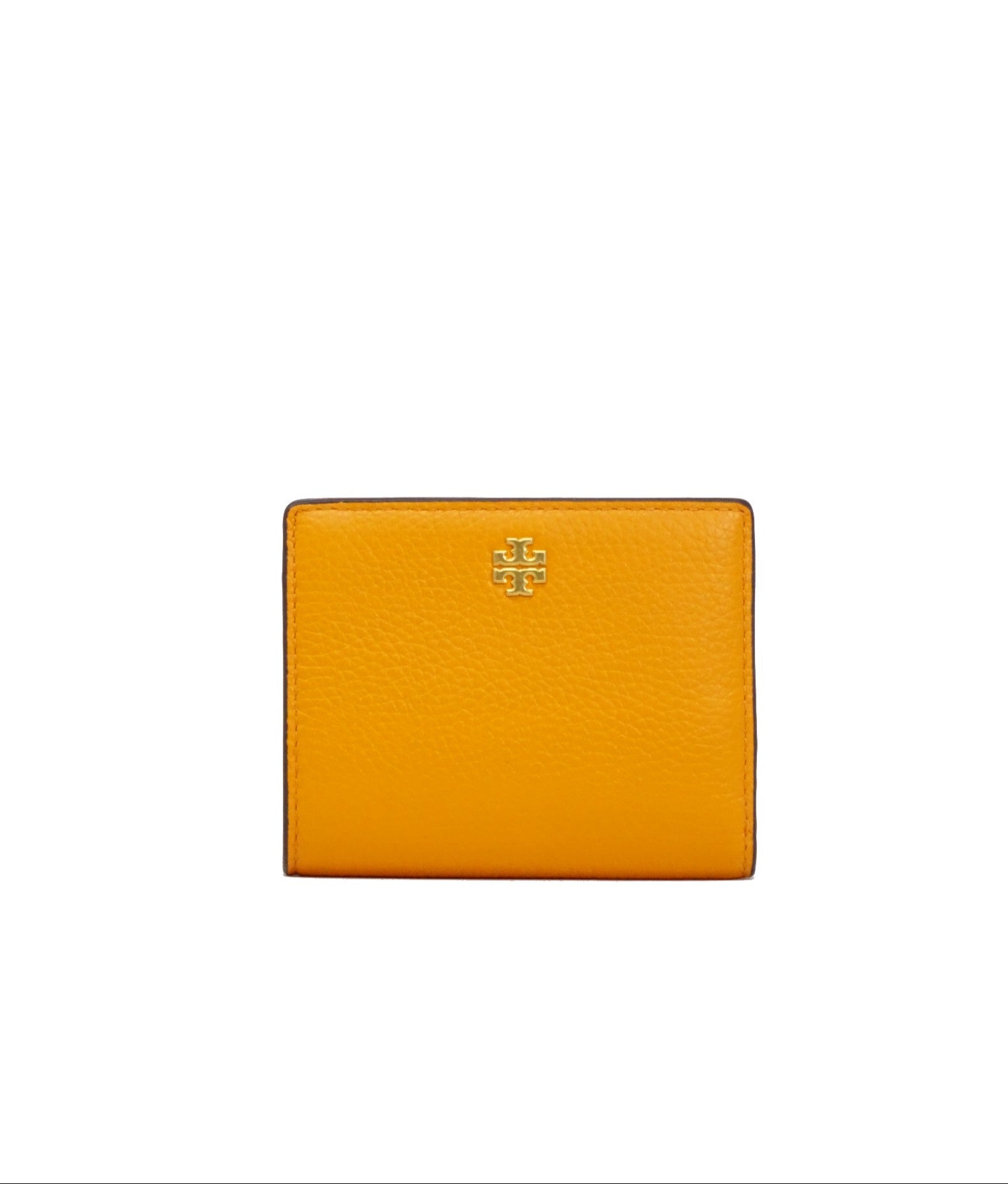 title:Tory Burch Orange Citrine / Curly Ditsy Logo Blake Color-Block Mini Wallet;color:Orange Citrine / Curly Ditsy Logo