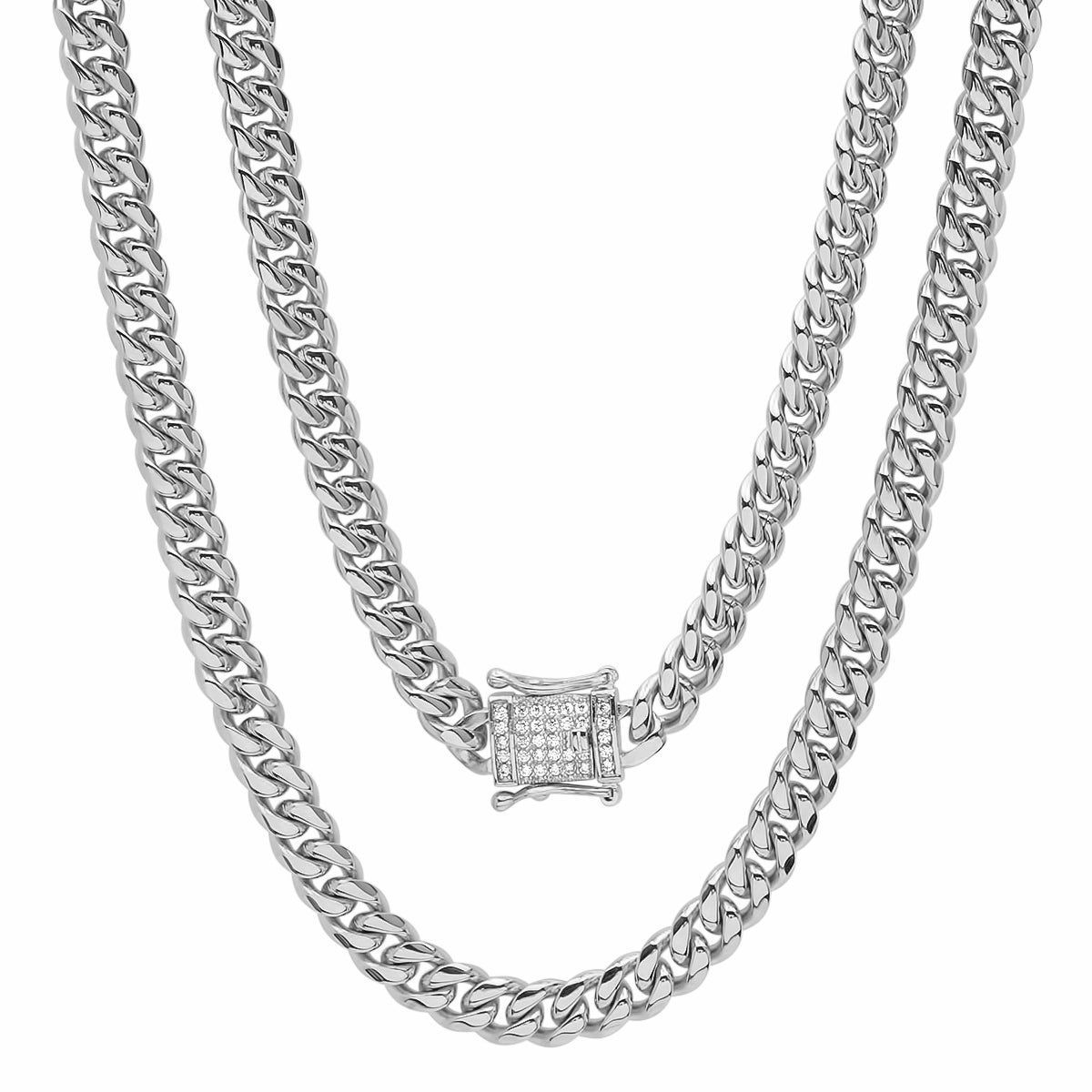 SteelTime XL Miami Cuban Link Deluxe Iced Out Lock Necklace