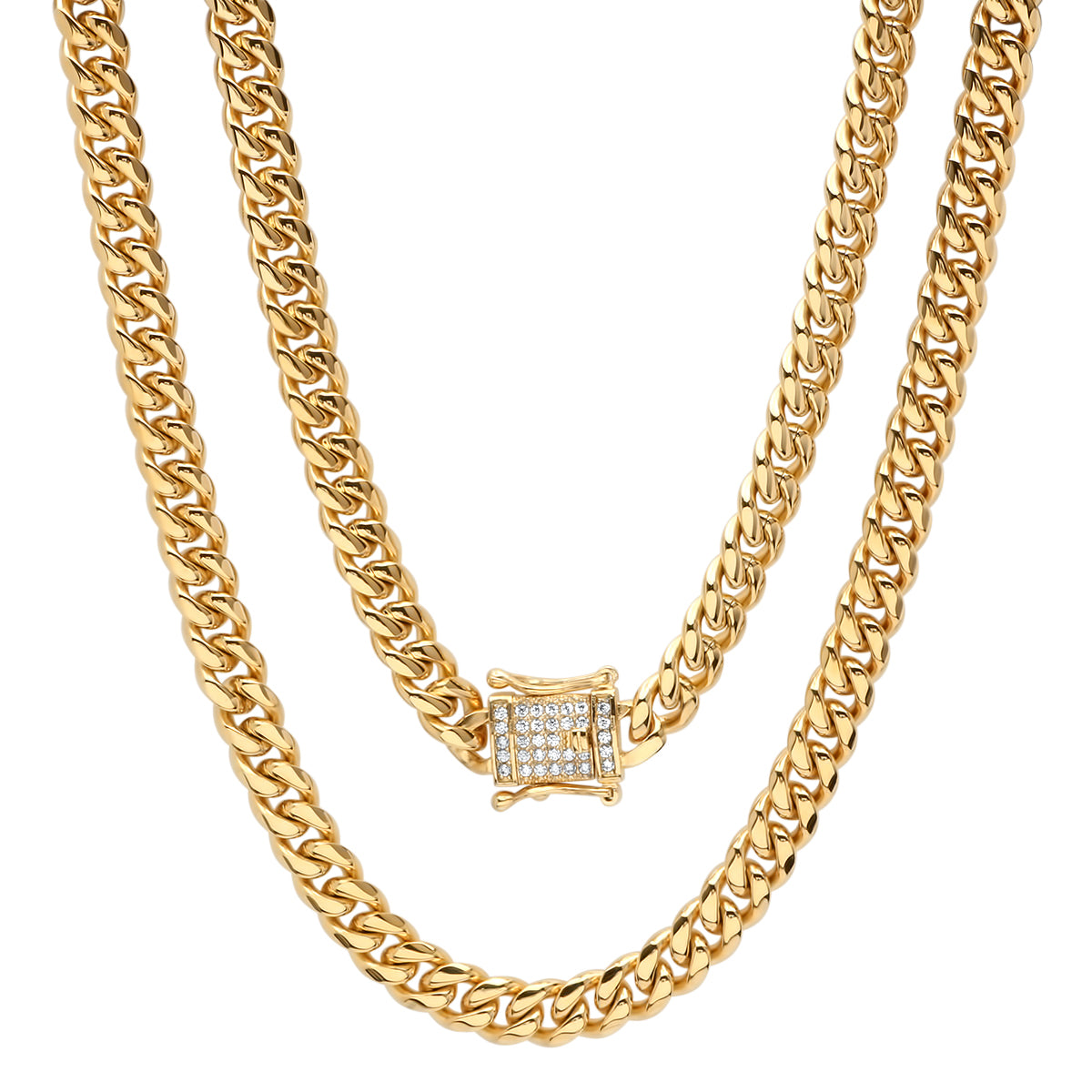 SteelTime XL Miami Cuban Link Deluxe Iced Out Lock Necklace