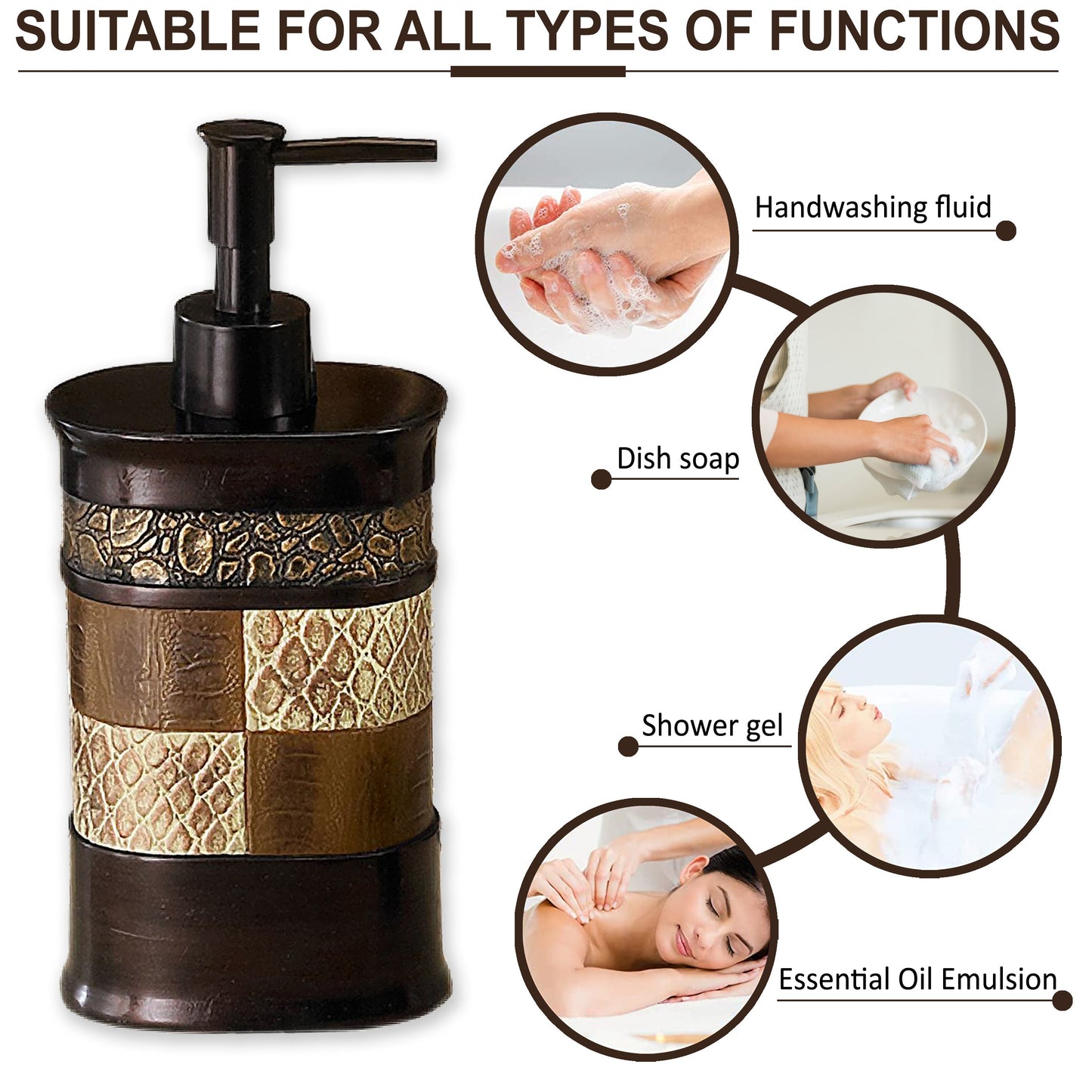 Zahari Home Stylish Soap Dispenser Modern Classic Luxury Decor Animal Print Western Design Lotion Pump