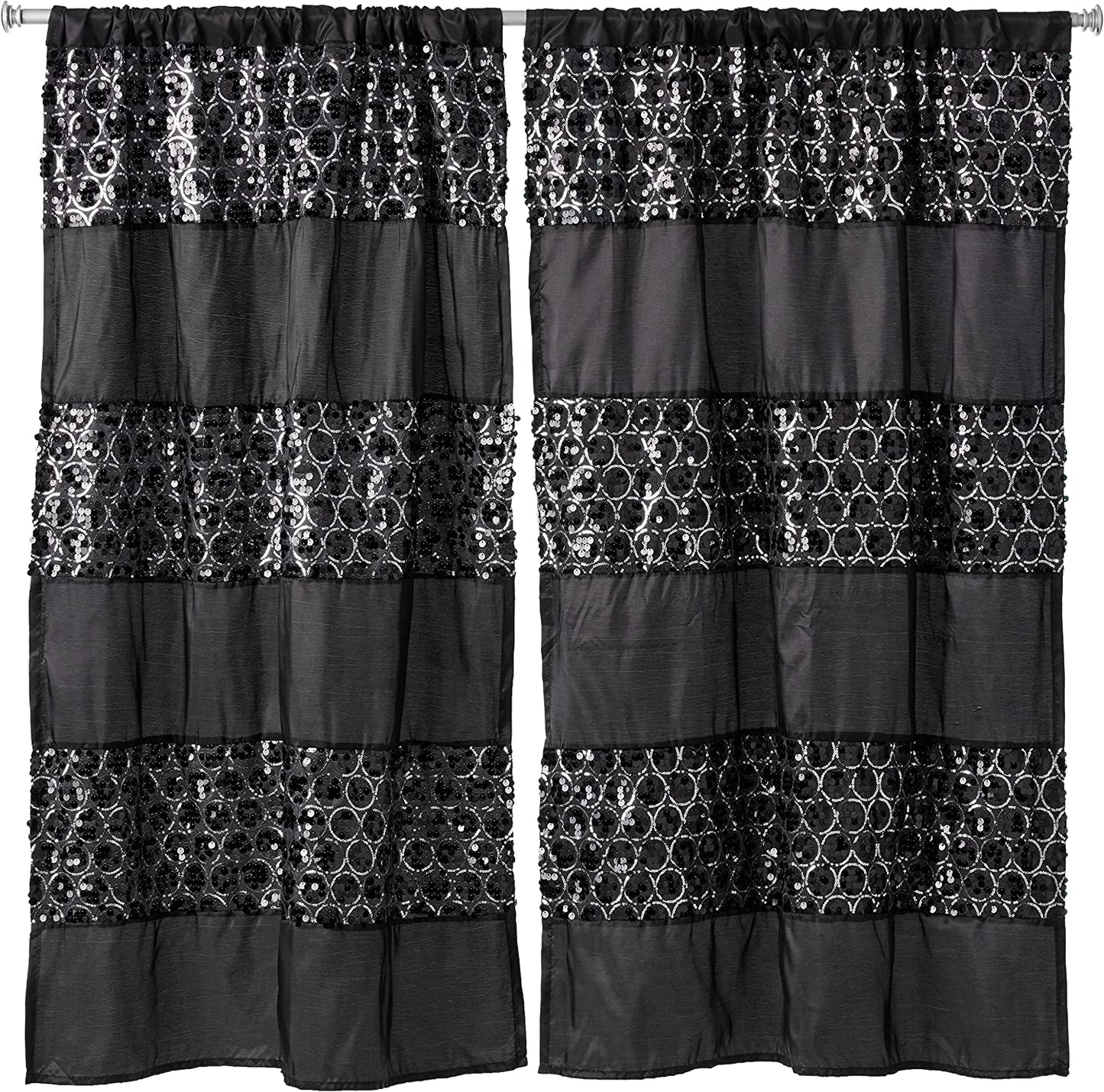 Zahari Home Sinatra Black Line: 3-Pc Towel Set, Rug, Shower Curtain & More!