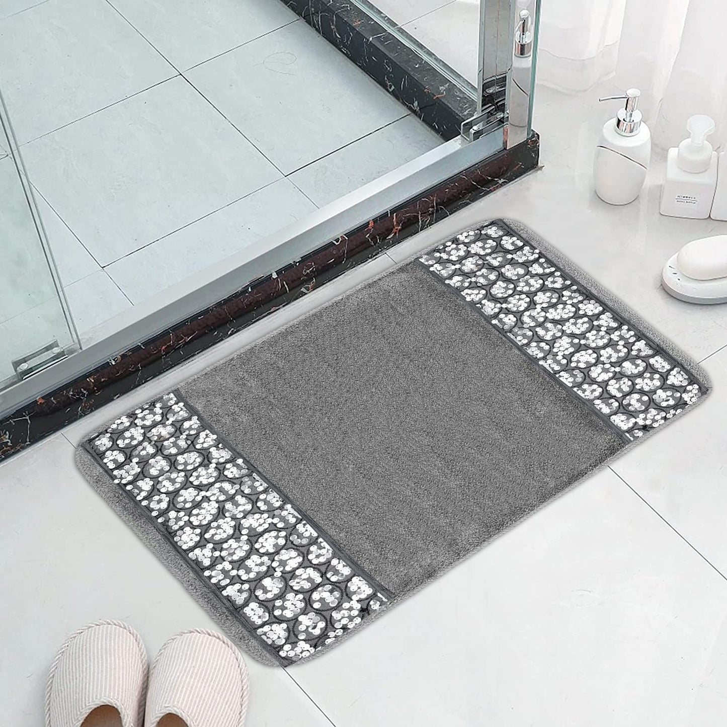 Zahari Home Bathroom Rug Classic Luxury Bath Rug Contemporary Decor Beautiful Shower Mat Unique Design Stylish Bathroom Rug Bath Shower Tub Decor Western Country