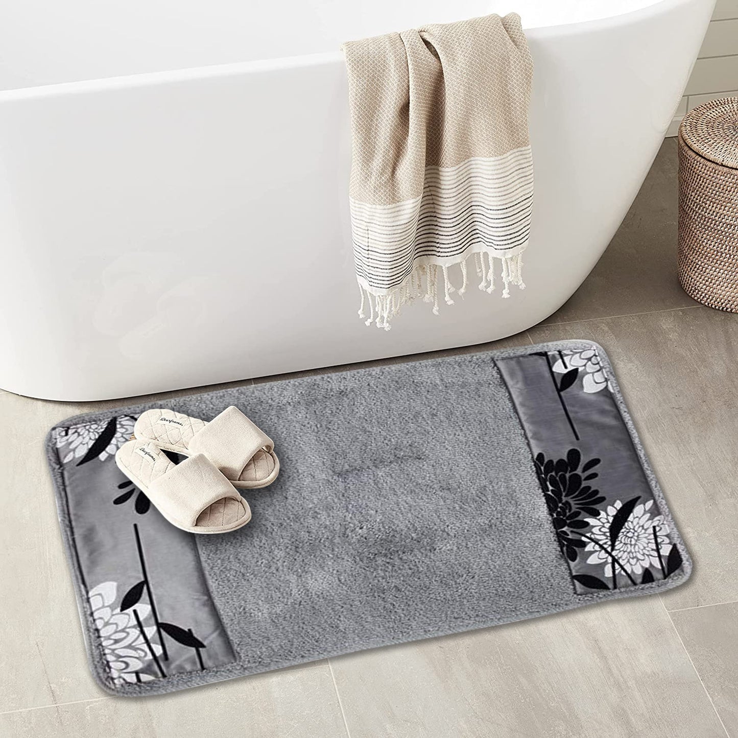 Zahari Home Bathroom Rug Classic Luxury Bath Rug Contemporary Decor Beautiful Shower Mat Unique Design Stylish Bathroom Rug Bath Shower Tub Decor Western Country