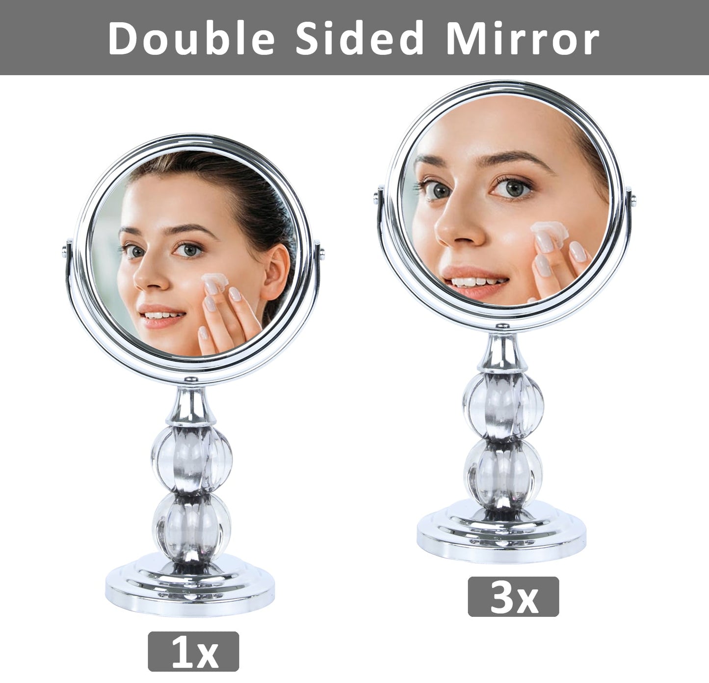 Large Magnifying Makeup Mirror Double Sided with Stand, Desk Mirror Vanity Mirror Cosmetic Mirror Countertop Mirror 1X/5X Magnification 360 degree swirl, Large 8.50 inch Mirror