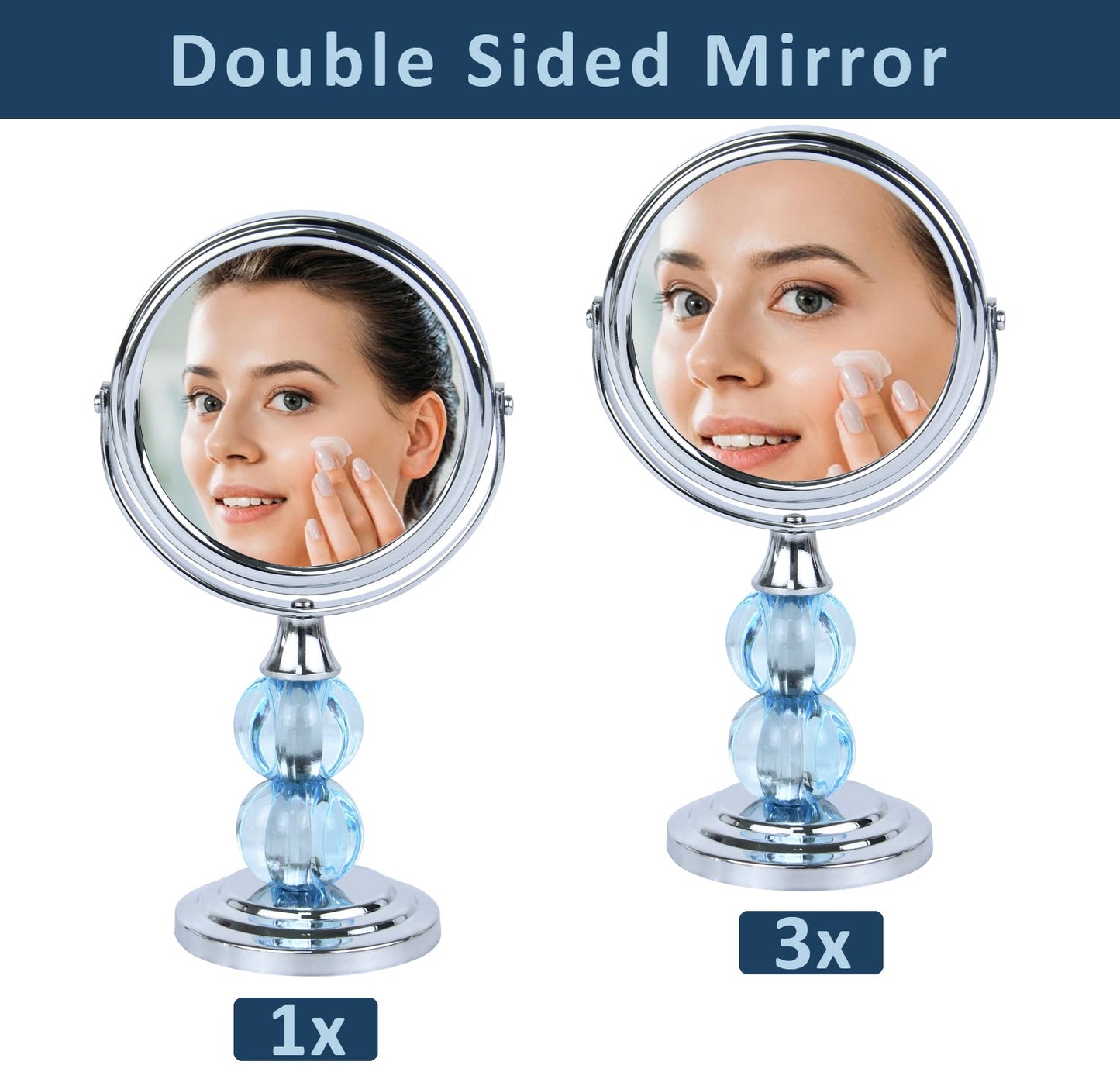 Large Magnifying Makeup Mirror Double Sided with Stand, Desk Mirror Vanity Mirror Cosmetic Mirror Countertop Mirror 1X/5X Magnification 360 degree swirl, Large 8.50 inch Mirror