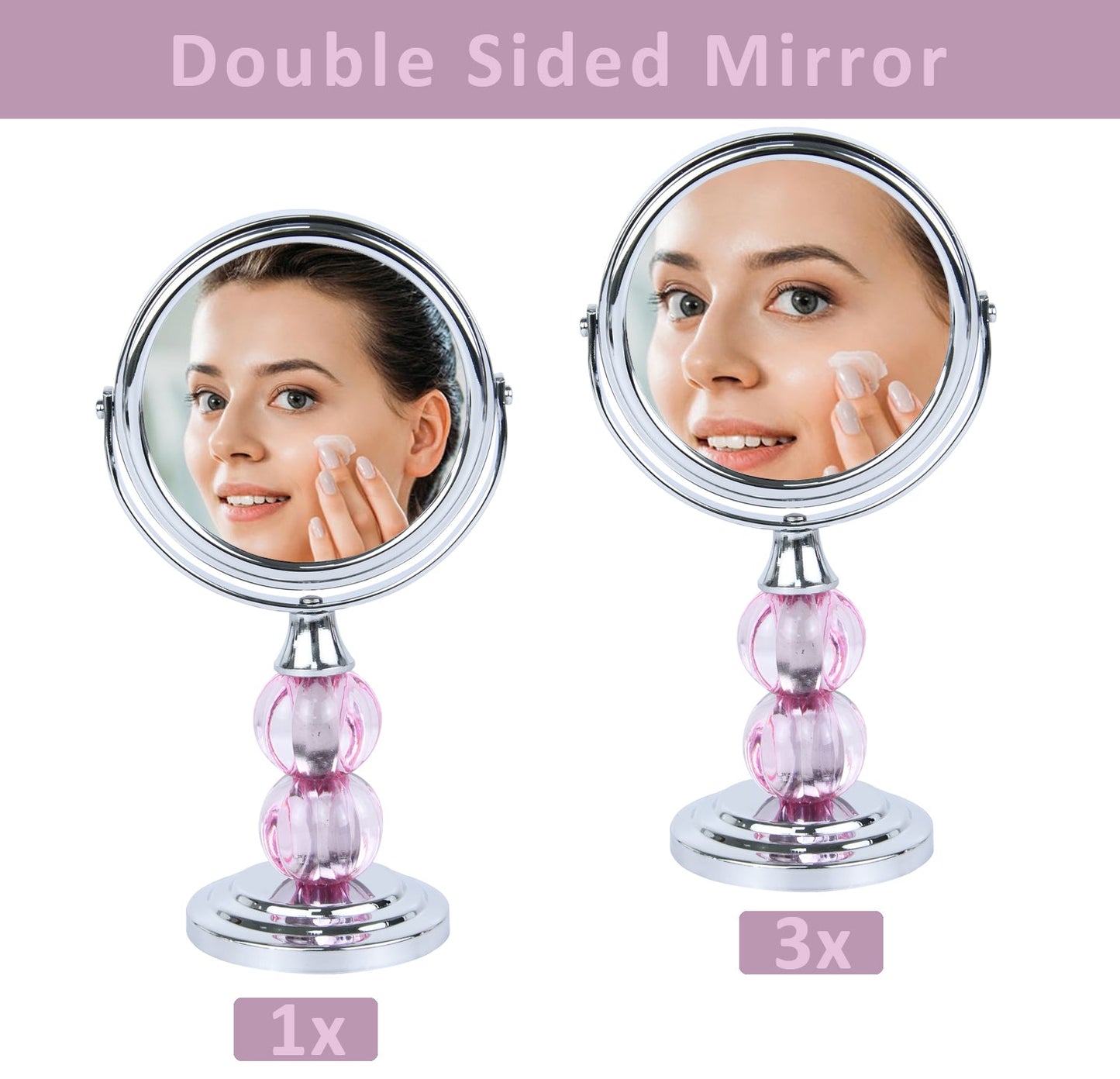 Large Magnifying Makeup Mirror Double Sided with Stand, Desk Mirror Vanity Mirror Cosmetic Mirror Countertop Mirror 1X/5X Magnification 360 degree swirl, Large 8.50 inch Mirror