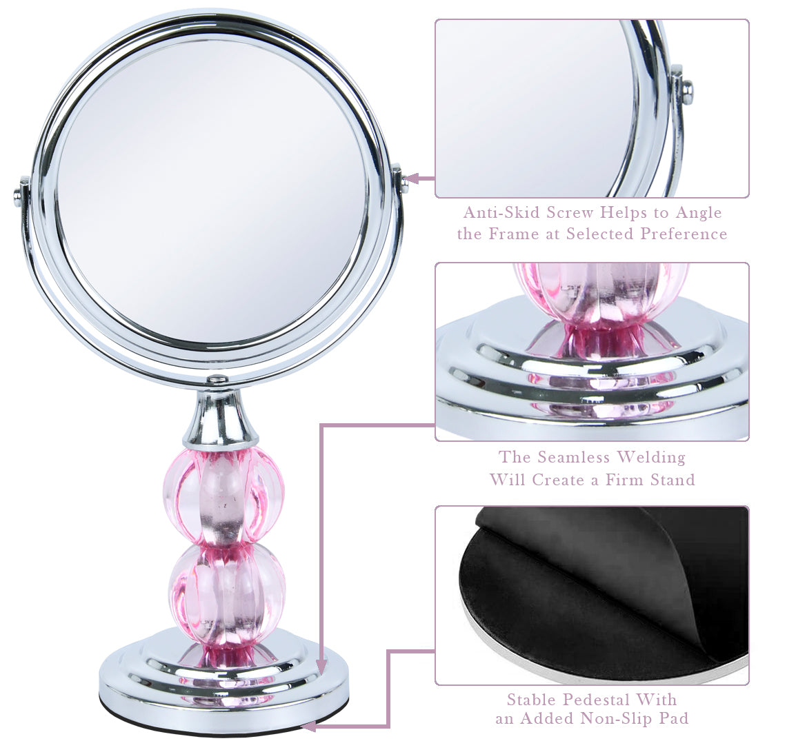 Large Magnifying Makeup Mirror Double Sided with Stand, Desk Mirror Vanity Mirror Cosmetic Mirror Countertop Mirror 1X/5X Magnification 360 degree swirl, Large 8.50 inch Mirror