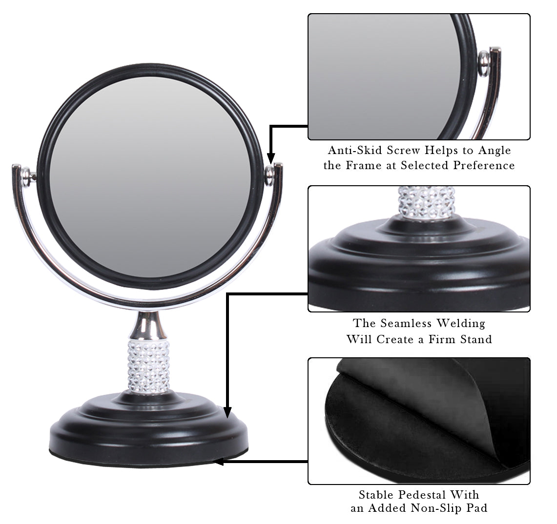 Large Magnifying Makeup Mirror Double Sided with Stand, Desk Mirror Vanity Mirror Cosmetic Mirror Countertop Mirror 1X/5X Magnification 360 degree swirl, Large 8.50 inch Mirror