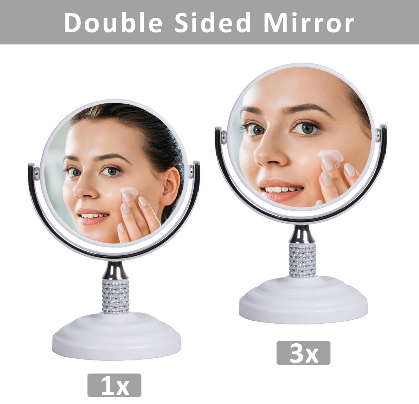 Large Magnifying Makeup Mirror Double Sided with Stand, Desk Mirror Vanity Mirror Cosmetic Mirror Countertop Mirror 1X/5X Magnification 360 degree swirl, Large 8.50 inch Mirror