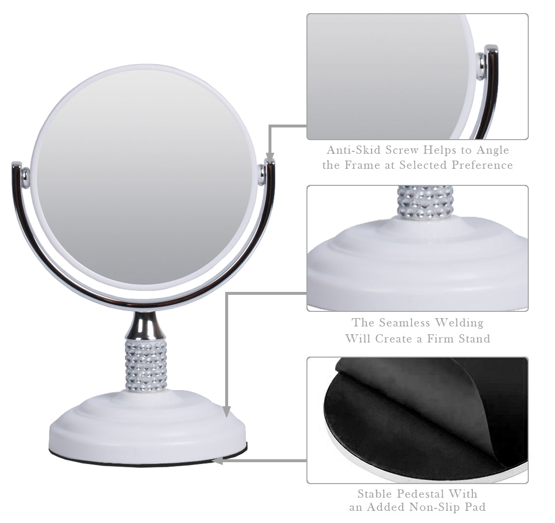 Large Magnifying Makeup Mirror Double Sided with Stand, Desk Mirror Vanity Mirror Cosmetic Mirror Countertop Mirror 1X/5X Magnification 360 degree swirl, Large 8.50 inch Mirror