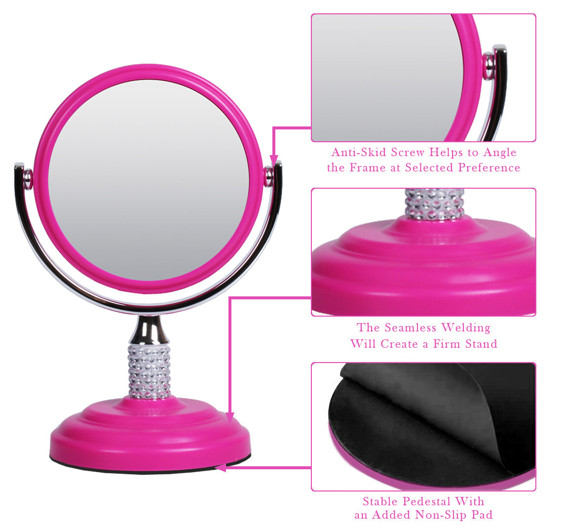 Large Magnifying Makeup Mirror Double Sided with Stand, Desk Mirror Vanity Mirror Cosmetic Mirror Countertop Mirror 1X/5X Magnification 360 degree swirl, Large 8.50 inch Mirror