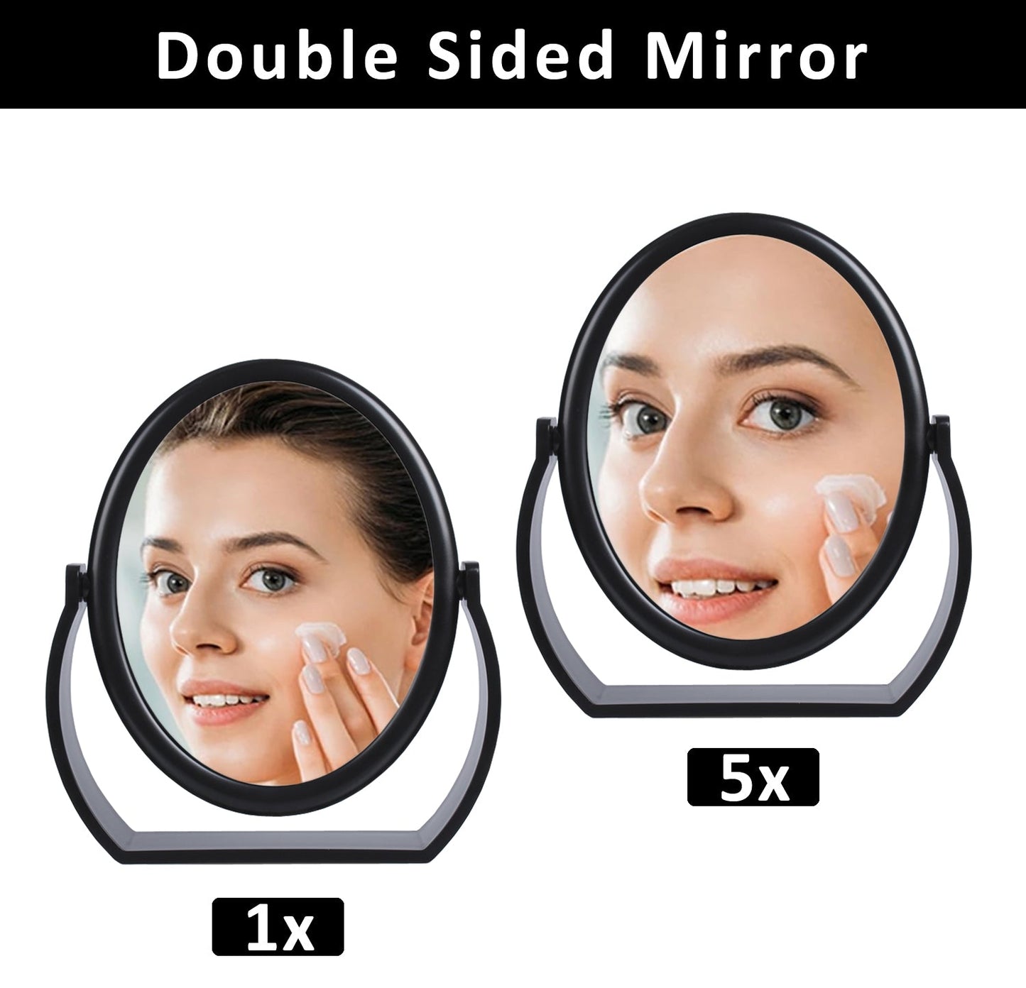 Large Magnifying Makeup Mirror Double Sided with Stand, Desk Mirror Vanity Mirror Cosmetic Mirror Countertop Mirror 1X/5X Magnification 360 degree swirl, Large 8.50 inch Mirror