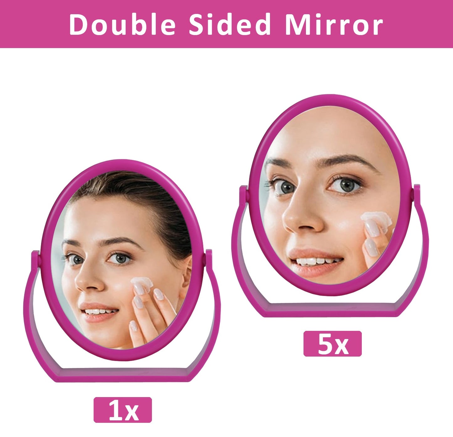 Large Magnifying Makeup Mirror Double Sided with Stand, Desk Mirror Vanity Mirror Cosmetic Mirror Countertop Mirror 1X/5X Magnification 360 degree swirl, Large 8.50 inch Mirror