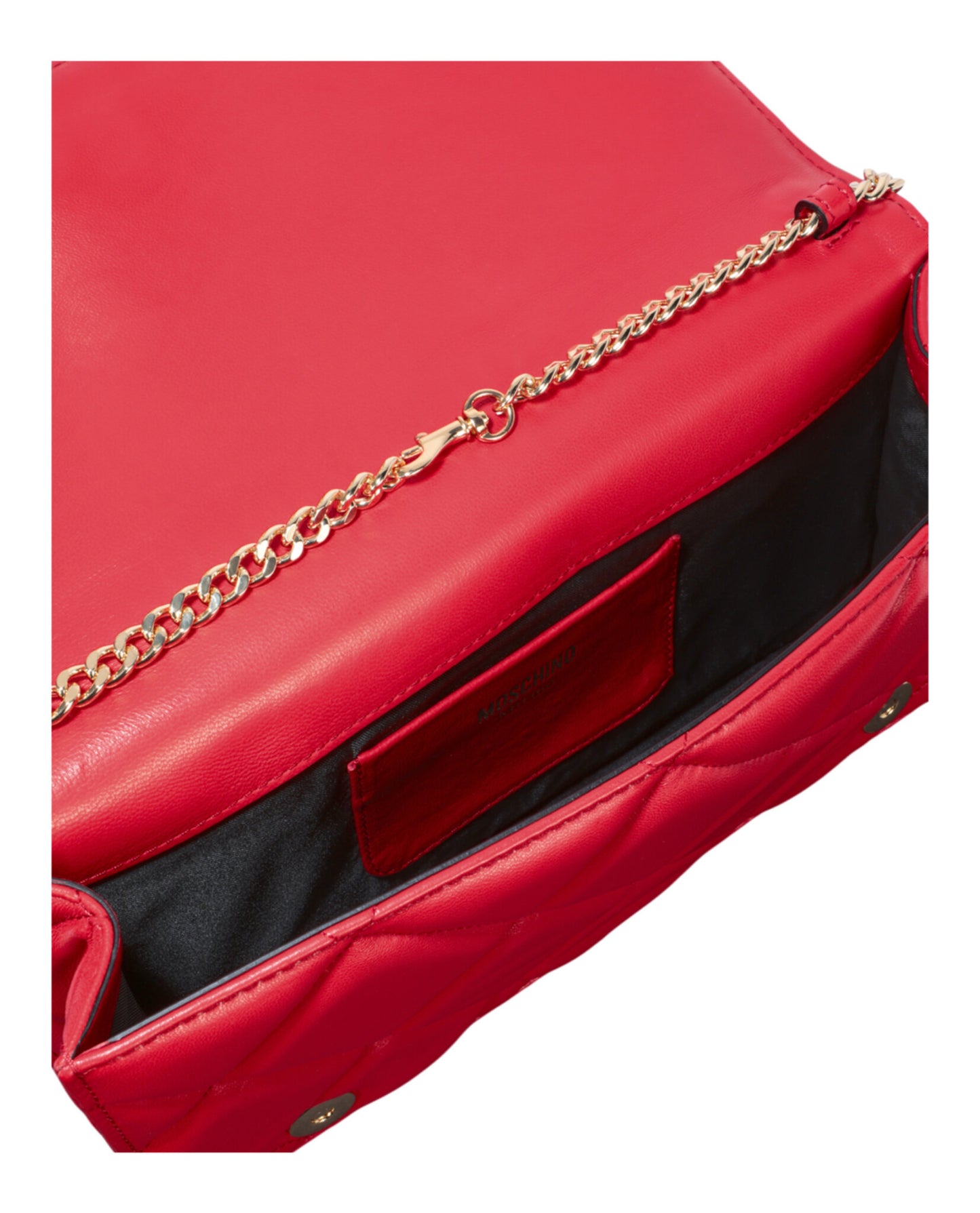 title:Moschino Heart Studs Quilted Shoulder Bag;color:Red