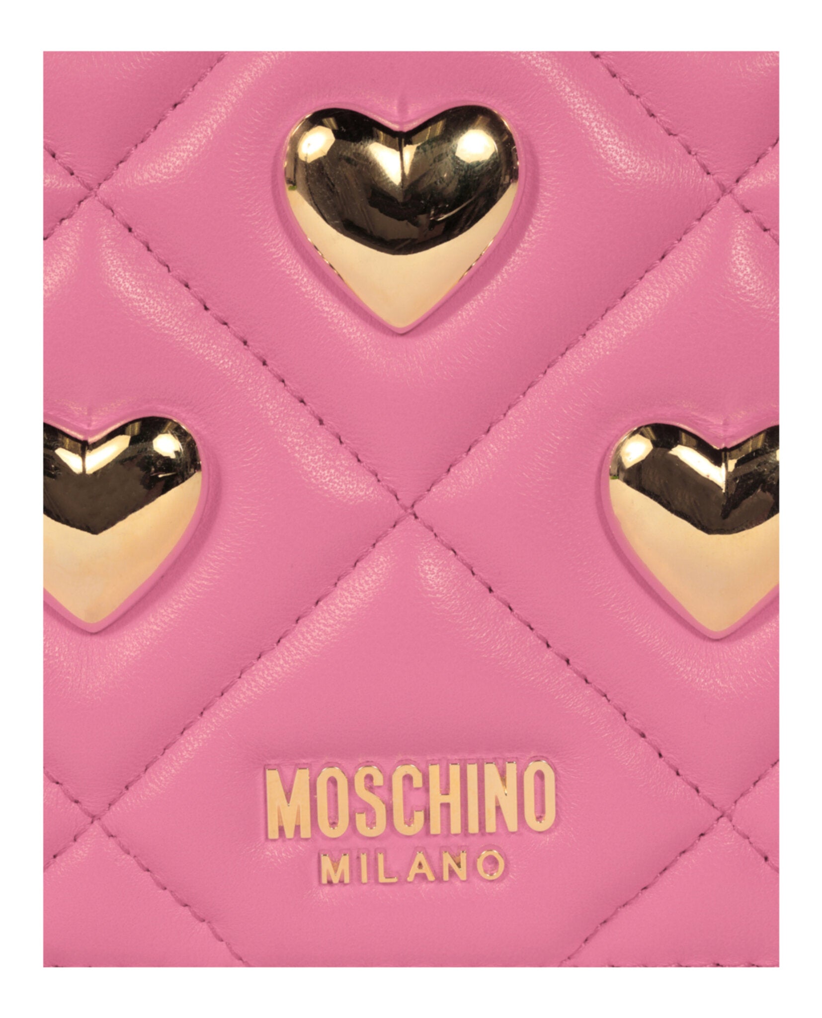 title:Moschino Heart Studs Quilted Shoulder Bag;color:Fuchsia Rectangle