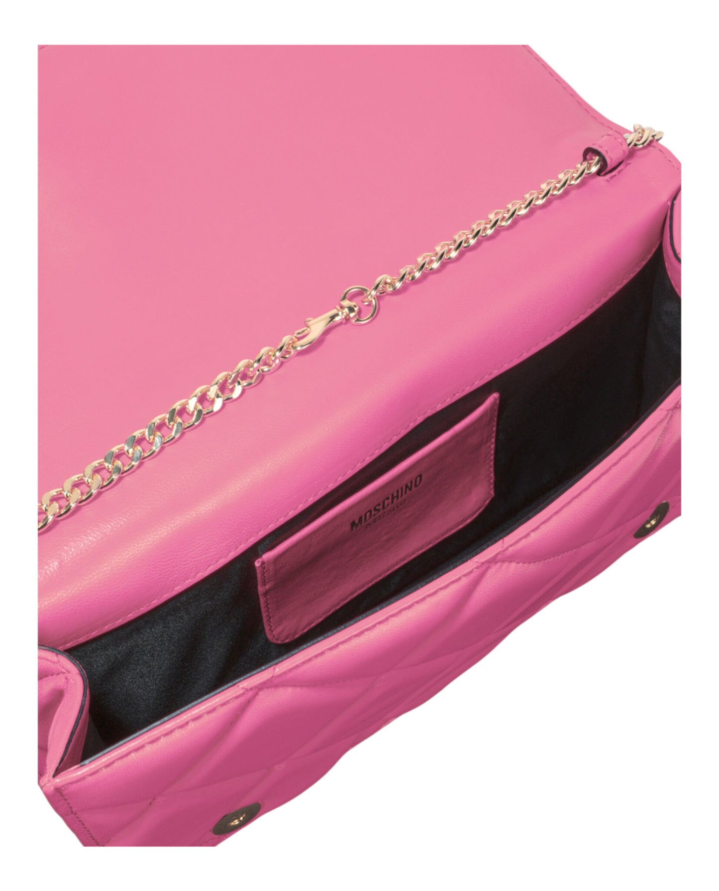 title:Moschino Heart Studs Quilted Shoulder Bag;color:Fuchsia Rectangle