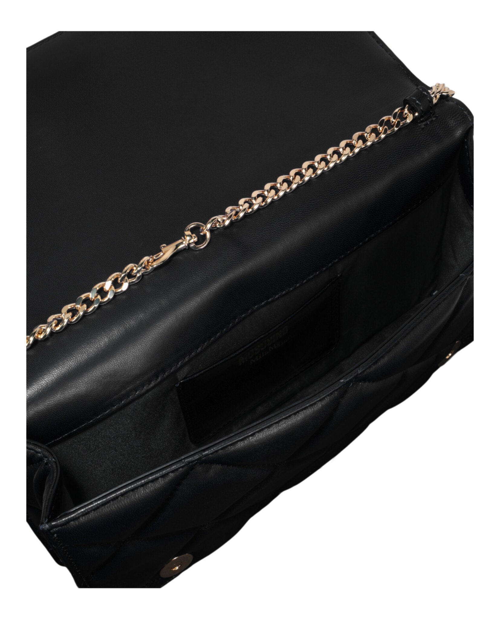 title:Moschino Heart Studs Quilted Shoulder Bag;color:Fantasy Print Black Rectangle